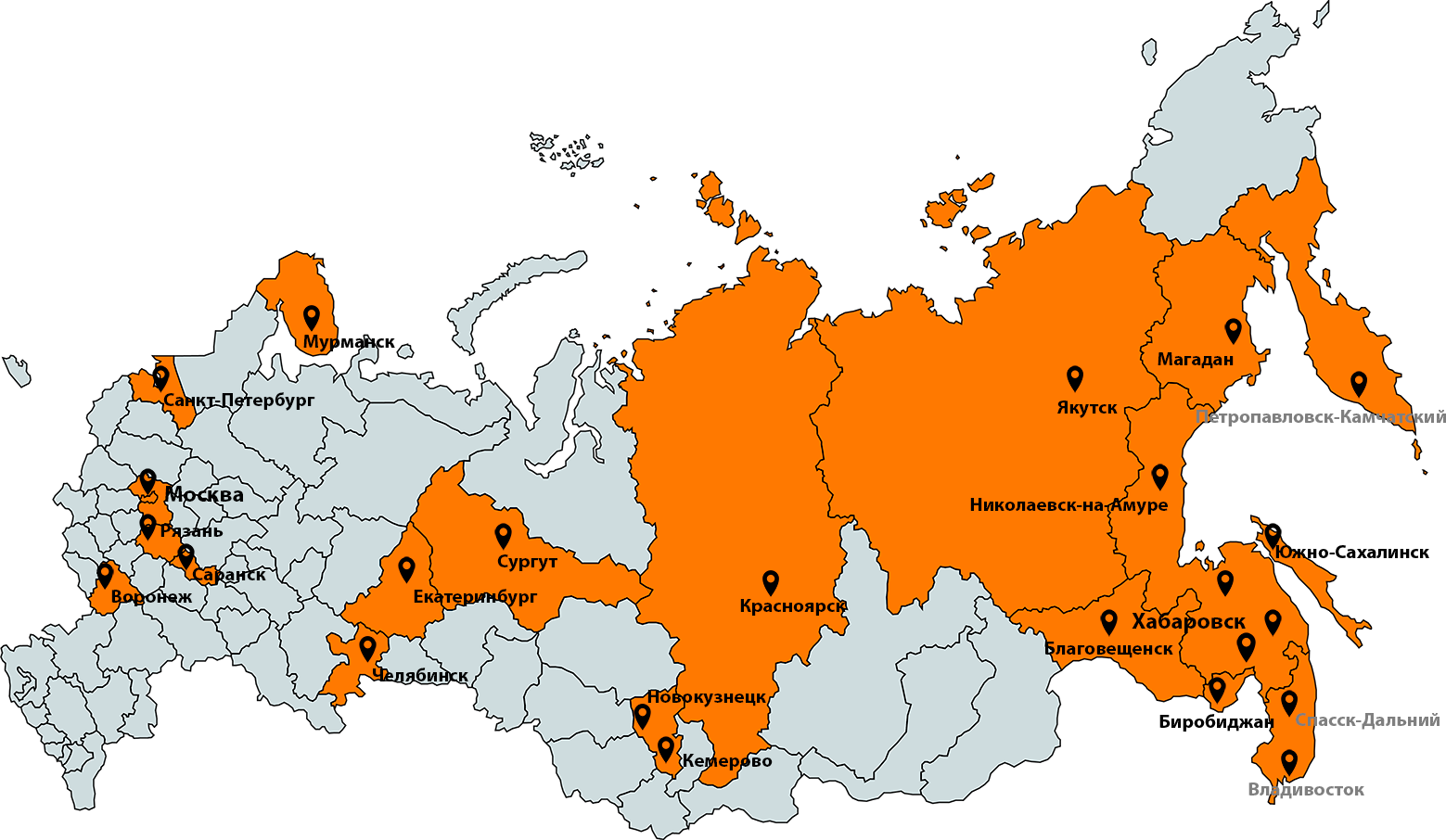 География реализованных проектов